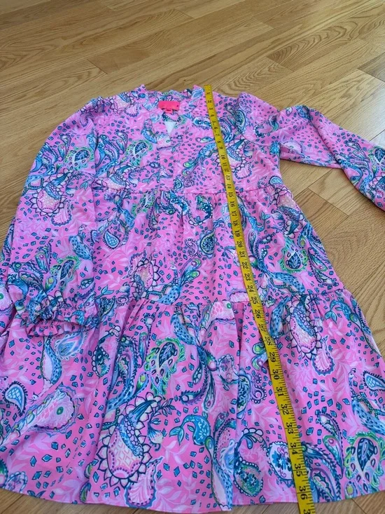 Lilly Pulitzer  large plumeria Pink strut your stuff winona long sleeve dress. - Picture 8 of 11